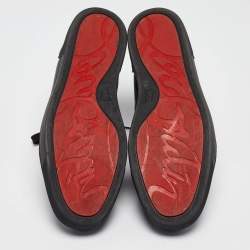 Christian Louboutin Black Perforated Leather and Grosgrain Louis Orlato Sneakers Size 45