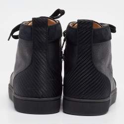 Christian Louboutin Black Perforated Leather and Grosgrain Louis Orlato Sneakers Size 45