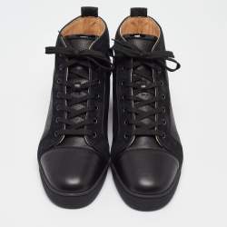Christian Louboutin Black Perforated Leather and Grosgrain Louis Orlato Sneakers Size 45