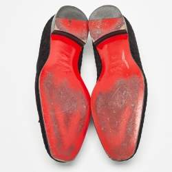 Christian Louboutin Black Embossed Suede Dandelion Smoking Slippers Size 42.5