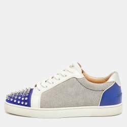 Christian Louboutin Tricolor Canvas and Suede Louis Junior Spikes Sneakers Size 41.5