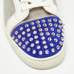 Christian Louboutin Tricolor Canvas and Suede Louis Junior Spikes Sneakers Size 41.5