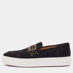 Christian Louboutin Black Suede Amiralou Loafer Sneakers Size 42