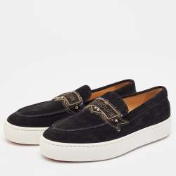 Christian Louboutin Black Suede Amiralou Loafer Sneakers Size 42