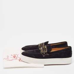 Christian Louboutin Black Suede Amiralou Loafer Sneakers Size 42
