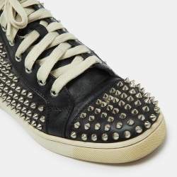 Christian Louboutin Black Leather Louis Spikes Sneakers Size 41