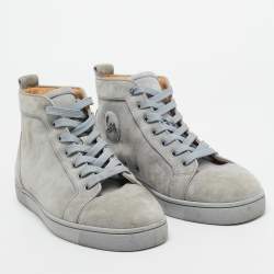Pre Owned Christian Louboutin Blue Suede Louis High Top Sneakers Size 42