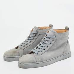 Pre Owned Christian Louboutin Blue Suede Louis High Top Sneakers Size 42