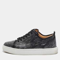 Christian Louboutin Black Leather and Canvas  Adolon Sneakers Size 45