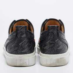 Christian Louboutin Black Leather and Canvas  Adolon Sneakers Size 45