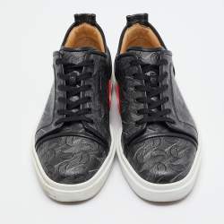 Christian Louboutin Black Leather and Canvas  Adolon Sneakers Size 45