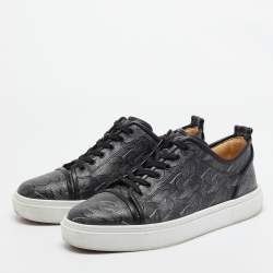Christian Louboutin Black Leather and Canvas  Adolon Sneakers Size 45