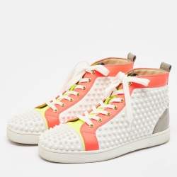 مملوكة مسبقًا Christian Louboutin Multicolor Leather Louis Spikes High Top Sneakers Size 40