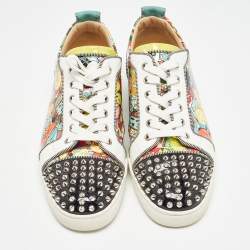 Pre Owned Christian Louboutin Multicolor Suede and Leather Louis Spikes Sneakers Size 42.5