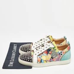 Pre Owned Christian Louboutin Multicolor Suede and Leather Louis Spikes Sneakers Size 42.5