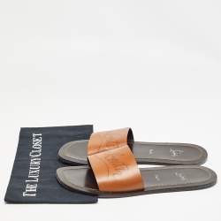 Christian Louboutin Brown Leather Coolraoul Slides Size 42