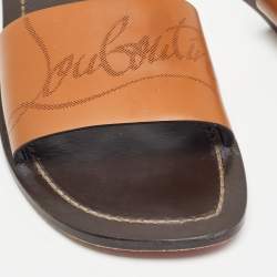 Christian Louboutin Brown Leather Coolraoul Slides Size 42