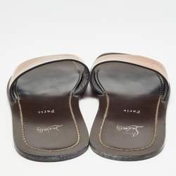 Christian Louboutin Brown Leather Coolraoul Slides Size 42