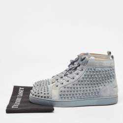 Christian Louboutin Grey Suede Louis Spike High Top Sneakers Size 43