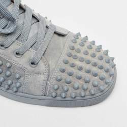 Christian Louboutin Grey Suede Louis Spike High Top Sneakers Size 43