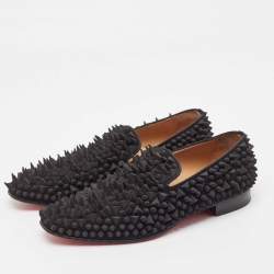 Christian Louboutin Black Suede Dandy Pik Pik Loafers Size 40