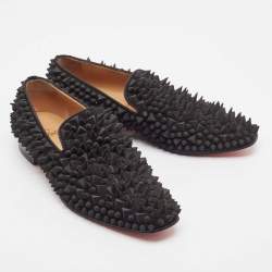 Christian Louboutin Black Suede Dandy Pik Pik Loafers Size 40