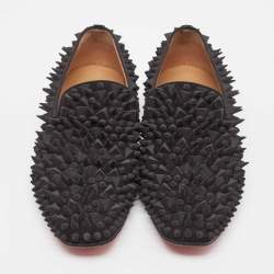 Christian Louboutin Black Suede Dandy Pik Pik Loafers Size 40