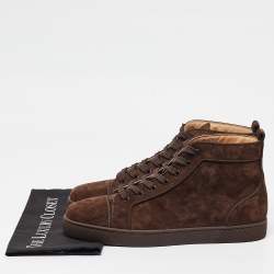 Pre Owned  Christian Louboutin Brown Suede Louis Orlato High Sneakers Size 45