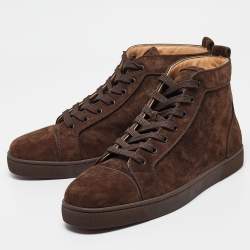 Pre Owned  Christian Louboutin Brown Suede Louis Orlato High Sneakers Size 45