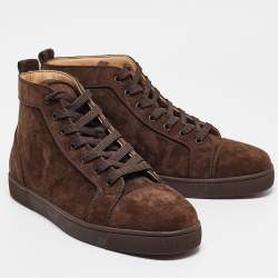 Pre Owned  Christian Louboutin Brown Suede Louis Orlato High Sneakers Size 45