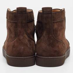 Pre Owned  Christian Louboutin Brown Suede Louis Orlato High Sneakers Size 45