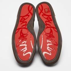 Pre Owned  Christian Louboutin Brown Suede Louis Orlato High Sneakers Size 45