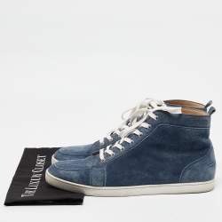 Pre Owned Christian Louboutin Blue Suede Rantus Orlato High Top Sneakers Size 45