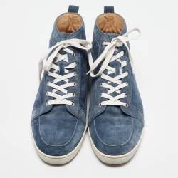 Pre Owned Christian Louboutin Blue Suede Rantus Orlato High Top Sneakers Size 45