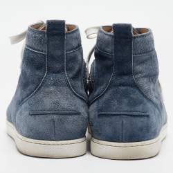 Pre Owned Christian Louboutin Blue Suede Rantus Orlato High Top Sneakers Size 45
