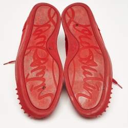 Christian Louboutin Red Suede Louis Junior Spikes Low Top Sneakers Size 43.5
