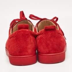 Christian Louboutin Red Suede Louis Junior Spikes Low Top Sneakers Size 43.5