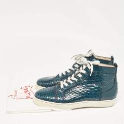 Christian Louboutin Green Python Leather Louis High Top Sneakers Size 43.5