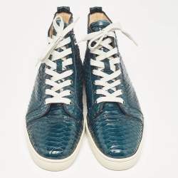Christian Louboutin Green Python Leather Louis High Top Sneakers Size 43.5