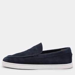 Christian Louboutin Blue Suede Varsiboat Loafers Size 41