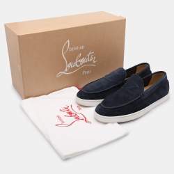 Christian Louboutin Blue Suede Varsiboat Loafers Size 41