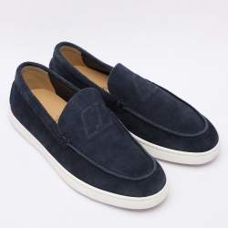 Christian Louboutin Blue Suede Varsiboat Loafers Size 41