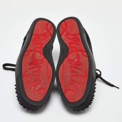 Christian Louboutin Black Suede Louis Junior Spikes Low Top Sneakers Size 46