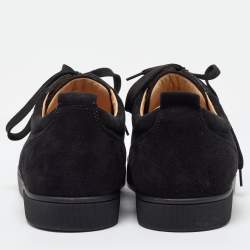 Christian Louboutin Black Suede Louis Junior Spikes Low Top Sneakers Size 46
