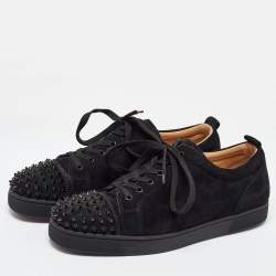 Christian Louboutin Black Suede Louis Junior Spikes Low Top Sneakers Size 46