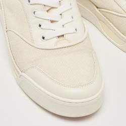 Christian Louboutin White Leather and Canvas Aurelien Sneakers Size 43