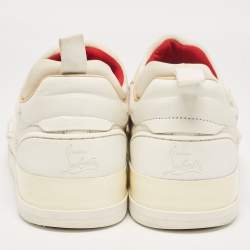 Christian Louboutin White Leather and Canvas Aurelien Sneakers Size 43