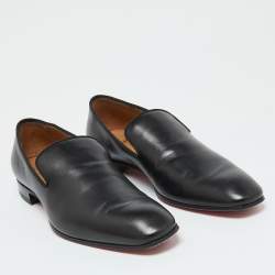 Pre Owned Christian Louboutin Black Leather Dandelion Smoking Slippers Size 39