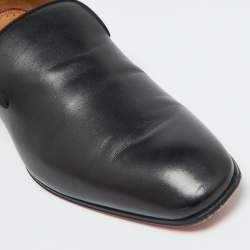 Pre Owned Christian Louboutin Black Leather Dandelion Smoking Slippers Size 39
