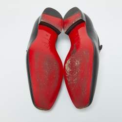 Pre Owned Christian Louboutin Black Leather Dandelion Smoking Slippers Size 39